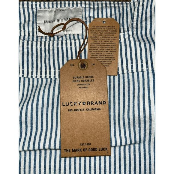 Lucky Brand Blouse Womens XS NEW Blue Striped 7W14370 Cotton/Linen Popover Shirt - Picture 5 of 14
